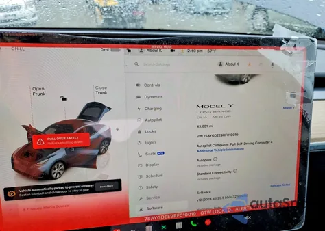 2024 Tesla Model Y z USA, uszkodzony, nr VIN 7SAYGDEE9RF010019